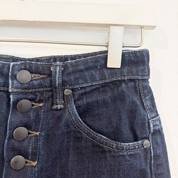 Helmut Lang Denim High Rise Button Fly Dark Wash Jean Shorts Designer Luxury 24 - Picture 3 of 7